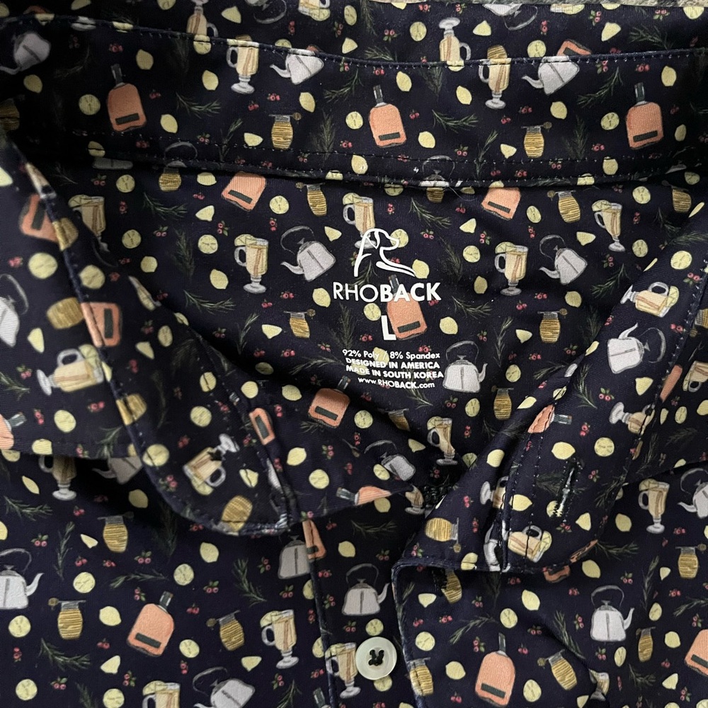 Rhoback golf polo lemons, honey, cocktails, whiskey bottle, & lemons 🍋🍯🥃 - Picture 2 of 3